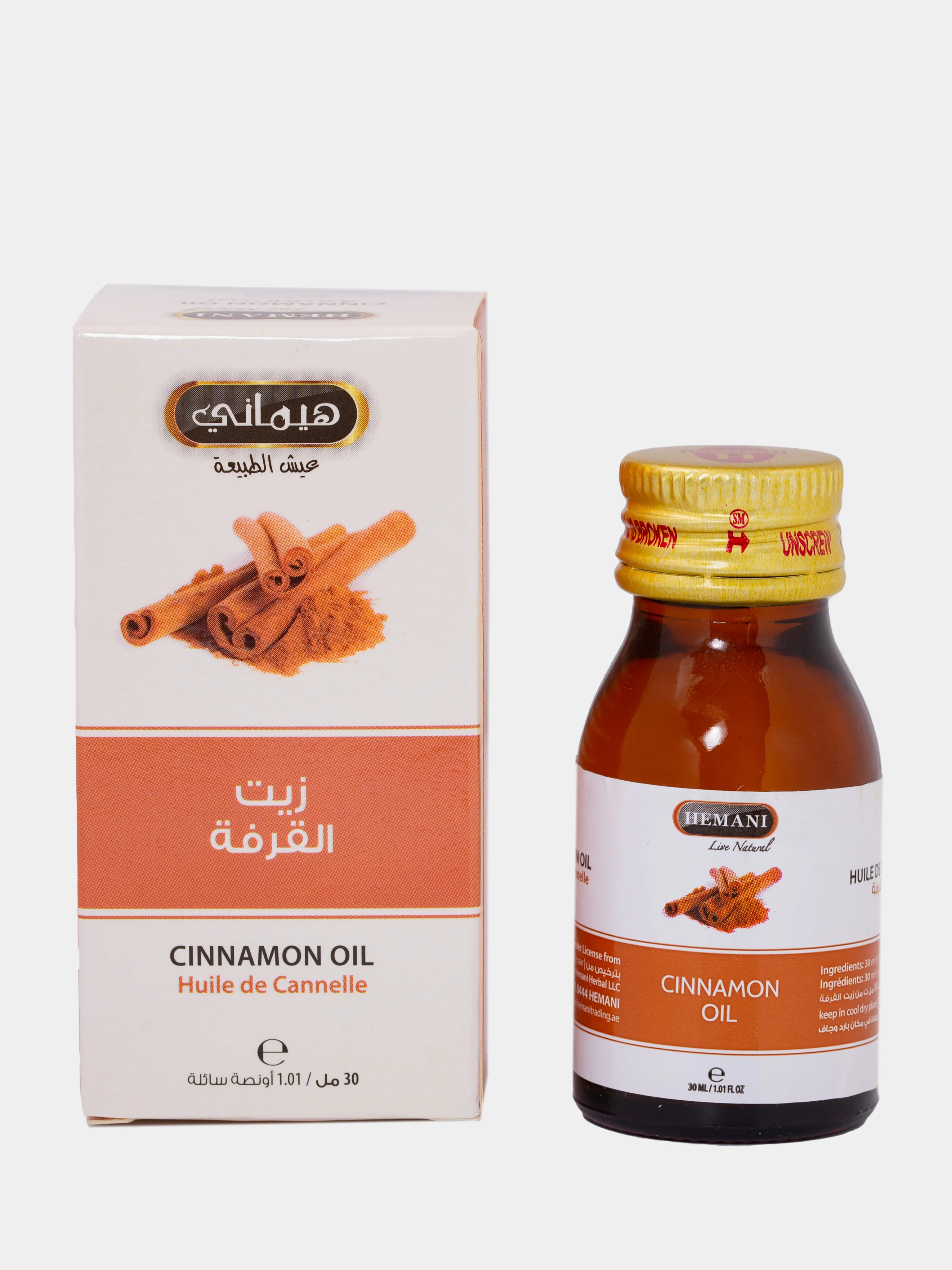 Масло корицы Hemani CINNAMON OIL, Хемани, против воспалений кожи, халяль, 30 мл