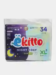 Подгузники трусики Ekitto 5 размер XL, для новорожденных детей от 12-17 кг, 34 шт