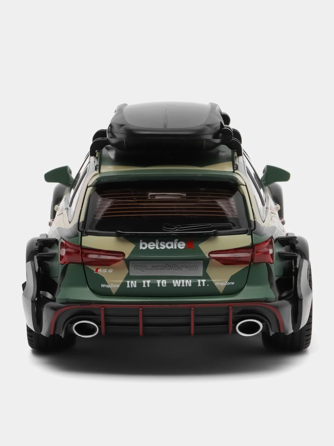 Зеленый машинка металлическая 1:24 AUDI RS6 камуфляж с обвесом, 21 см