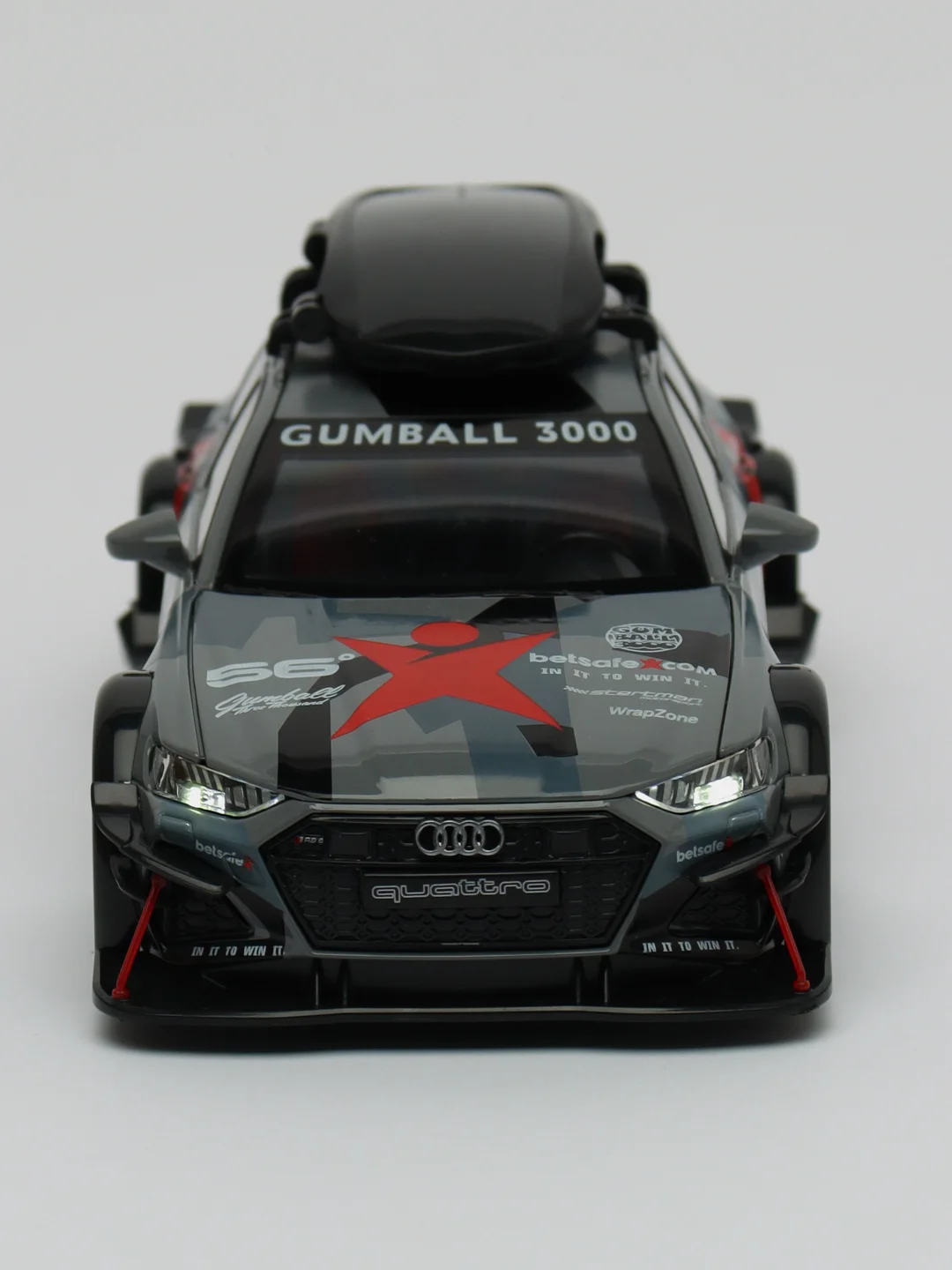 Зеленый машинка металлическая 1:24 AUDI RS6 камуфляж с обвесом, 21 см
