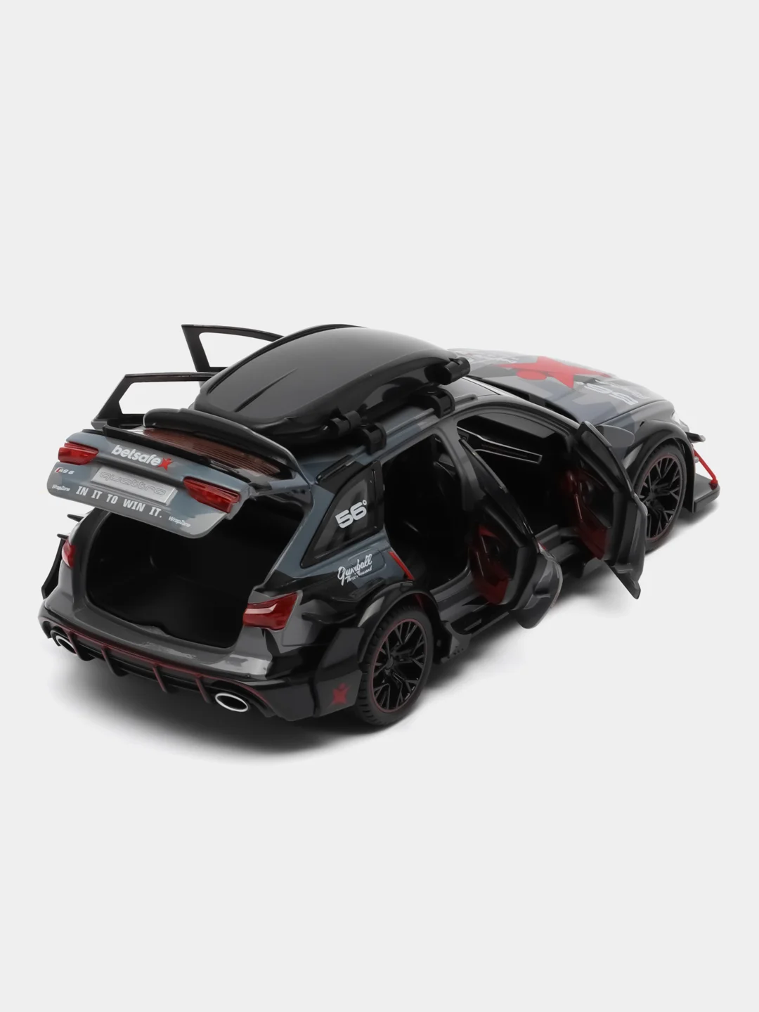 Зеленый машинка металлическая 1:24 AUDI RS6 камуфляж с обвесом, 21 см