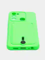 Лайм чехол Tecno Spark 8C Spark Go 2022, Техно Спарк 8С Го, с карманом для карт