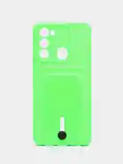 Лайм чехол Tecno Spark 8C Spark Go 2022, Техно Спарк 8С Го, с карманом для карт