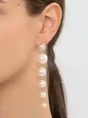 Золотой серьги подвески с жемчугом, длинные