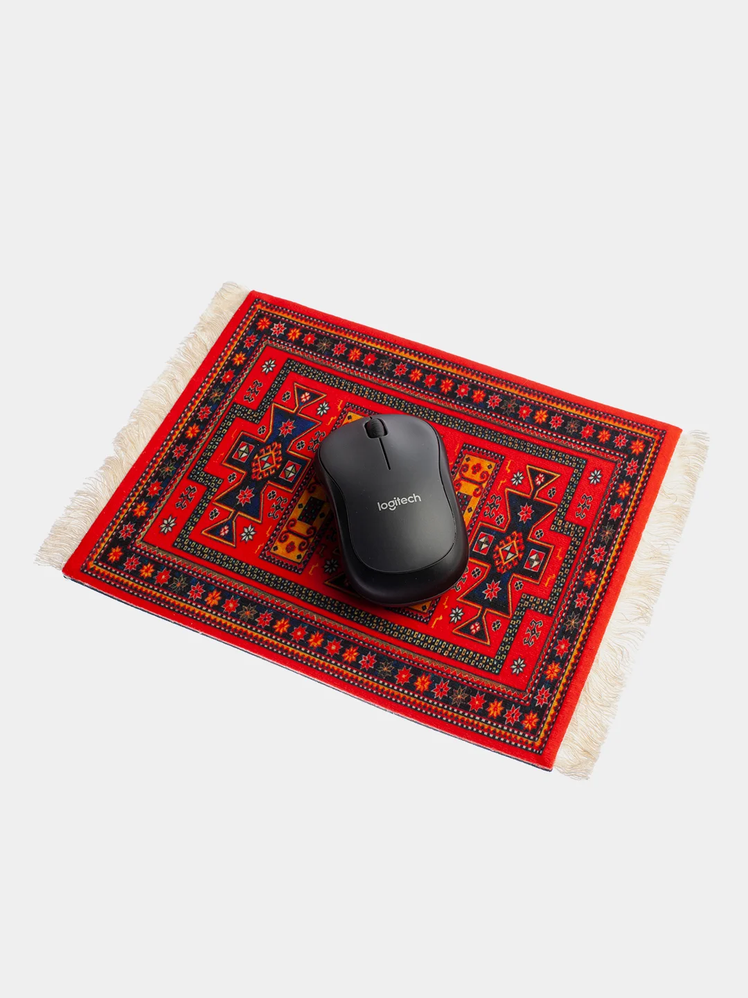 Алый восточный игровой коврик для компьютерной мыши КАРТОФАН с бахромой и рисунком текстильный