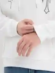 Белый худи с вышивкой "Крест" в стиле Crome Hearts