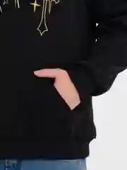 Черный худи с вышивкой "Крест" в стиле Crome Hearts