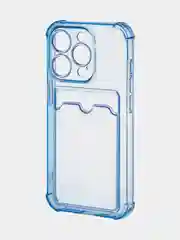 Прозрачный чехол для iPhone 15 Pro противоударный силиконовый ROSCO с карманом для карт защитой углов