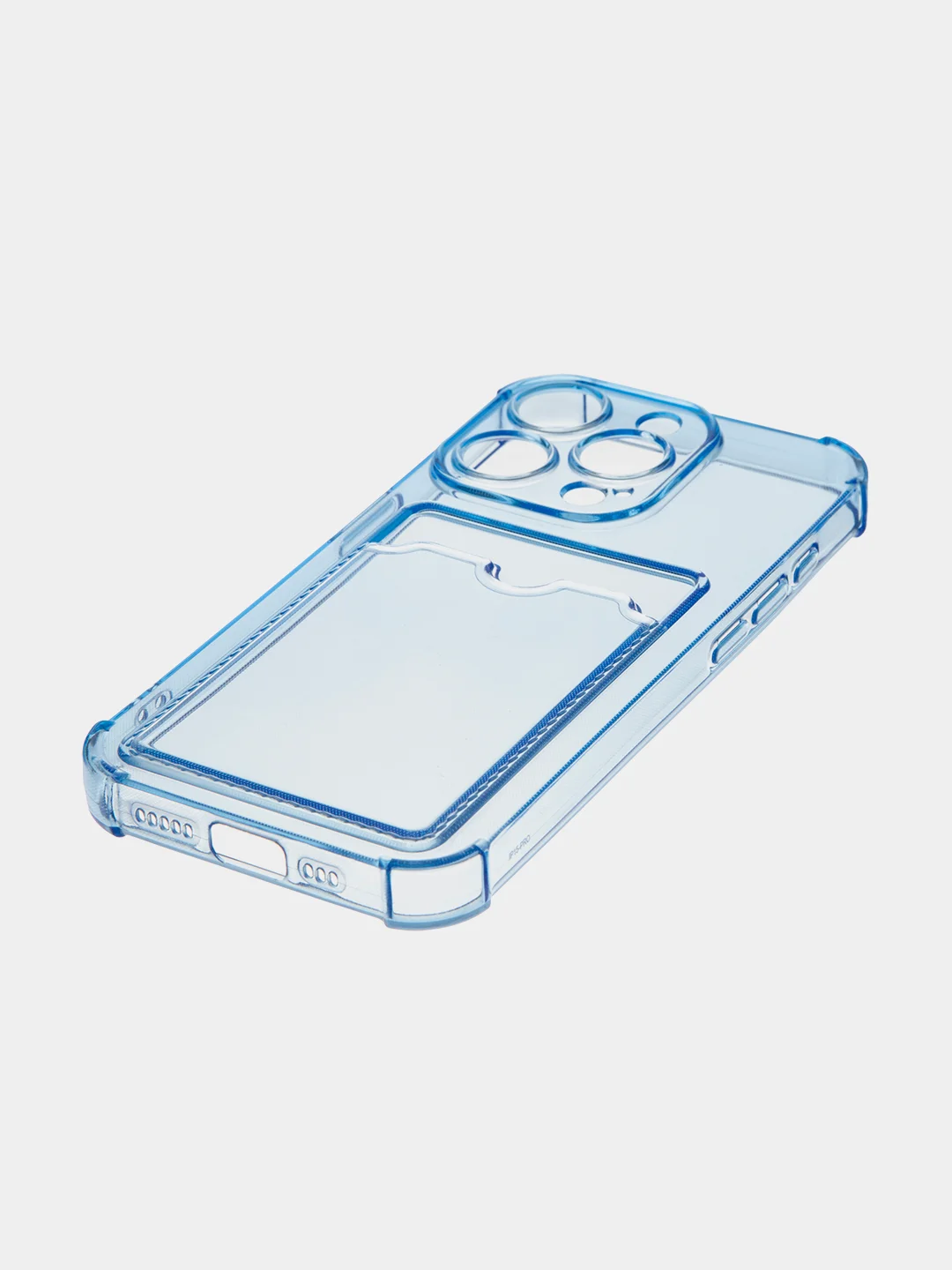 Прозрачный чехол для iPhone 15 Pro противоударный силиконовый ROSCO с карманом для карт защитой углов