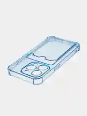 Прозрачный чехол для iPhone 15 Pro противоударный силиконовый ROSCO с карманом для карт защитой углов