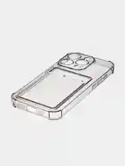 Прозрачный чехол для iPhone 15 Pro противоударный силиконовый ROSCO с карманом для карт защитой углов