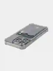 Прозрачный чехол для iPhone 15 Pro противоударный силиконовый ROSCO с карманом для карт защитой углов