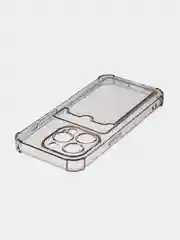 Прозрачный чехол для iPhone 15 Pro противоударный силиконовый ROSCO с карманом для карт защитой углов