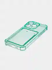 Зеленый чехол для iPhone 15 Pro противоударный силиконовый ROSCO с карманом для карт защитой углов
