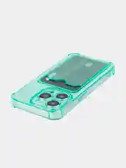 Зеленый чехол для iPhone 15 Pro противоударный силиконовый ROSCO с карманом для карт защитой углов