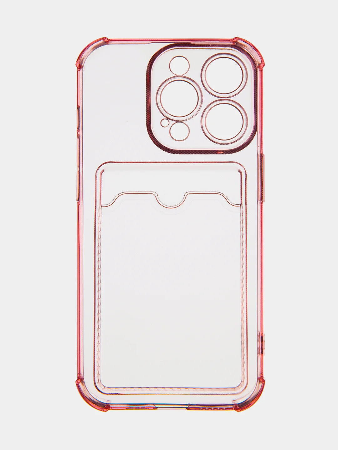 Красный чехол для iPhone 15 Pro противоударный силиконовый ROSCO с карманом для карт защитой углов