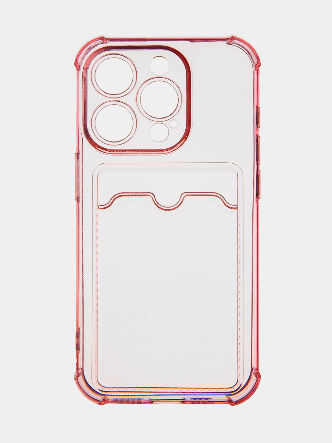 Красный чехол для iPhone 15 Pro противоударный силиконовый ROSCO с карманом для карт защитой углов