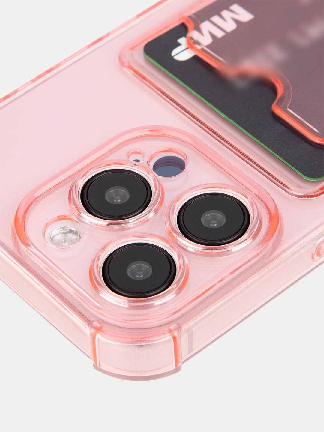 Красный чехол для iPhone 15 Pro противоударный силиконовый ROSCO с карманом для карт защитой углов