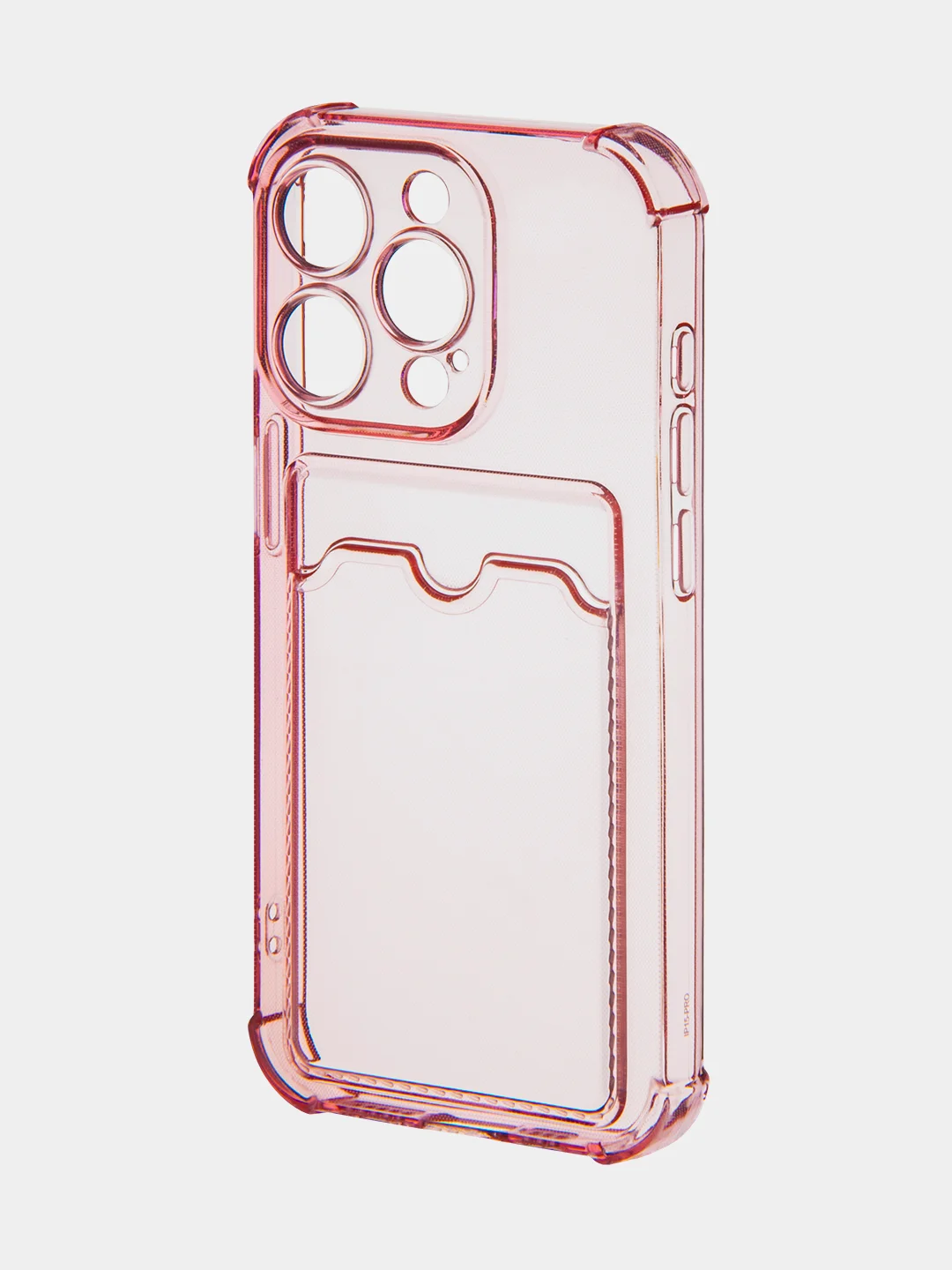Красный чехол для iPhone 15 Pro противоударный силиконовый ROSCO с карманом для карт защитой углов