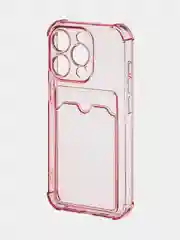 Красный чехол для iPhone 15 Pro противоударный силиконовый ROSCO с карманом для карт защитой углов