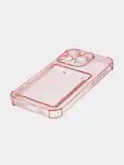Красный чехол для iPhone 15 Pro противоударный силиконовый ROSCO с карманом для карт защитой углов