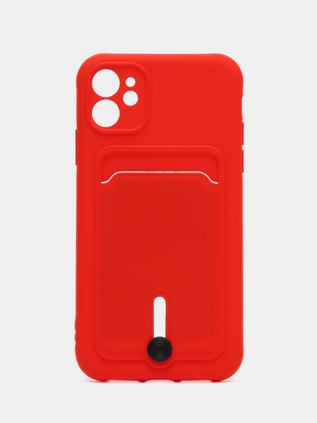 Красный чехол для iPhone 15/14/13/12/11/Pro/Max/Mini/Plus/X/Xr/Xs/7/8 Plus/SE с карманом для карт