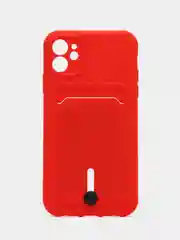 Красный чехол для iPhone 15/14/13/12/11/Pro/Max/Mini/Plus/X/Xr/Xs/7/8 Plus/SE с карманом для карт
