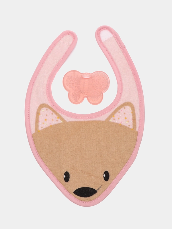 Chicco нагрудник, с прорезывателем Fresh 3 в 1, 4+ мес, розовый