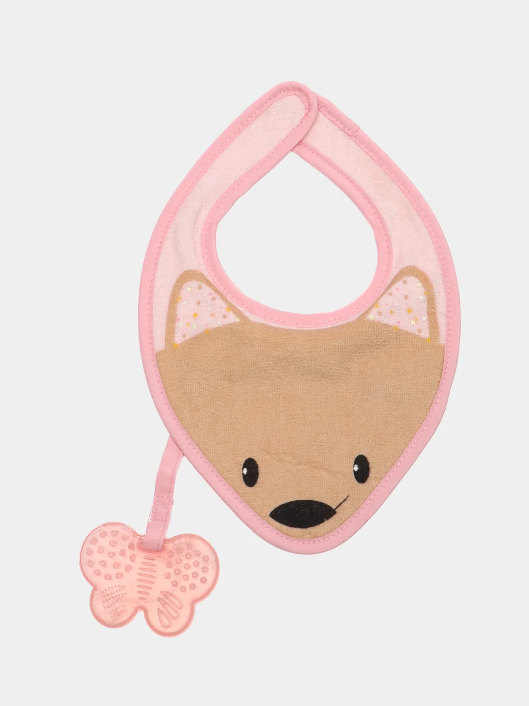 Chicco нагрудник, с прорезывателем Fresh 3 в 1, 4+ мес, розовый