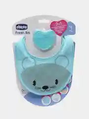 CHICCO Нагрудник с прорезывателем Fresh 3-в-1, 4 мес+, голубой