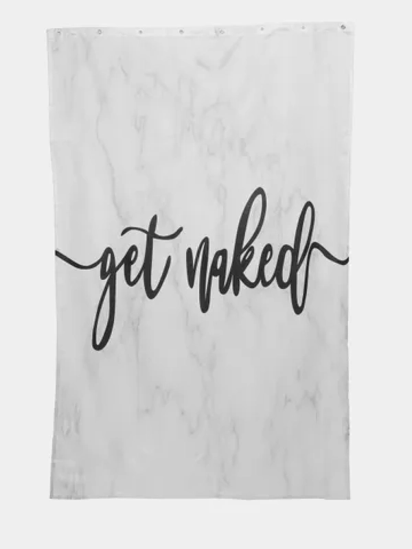 Штора для ванной с надписью "GET NAKED", водонепроницаемая