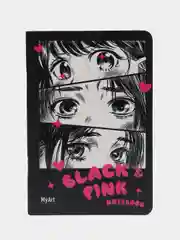 Черный блокноты в линию/в клетку А5 40 листов Black & Pink/I love pink/Аниме монохром. Проф-Пресс