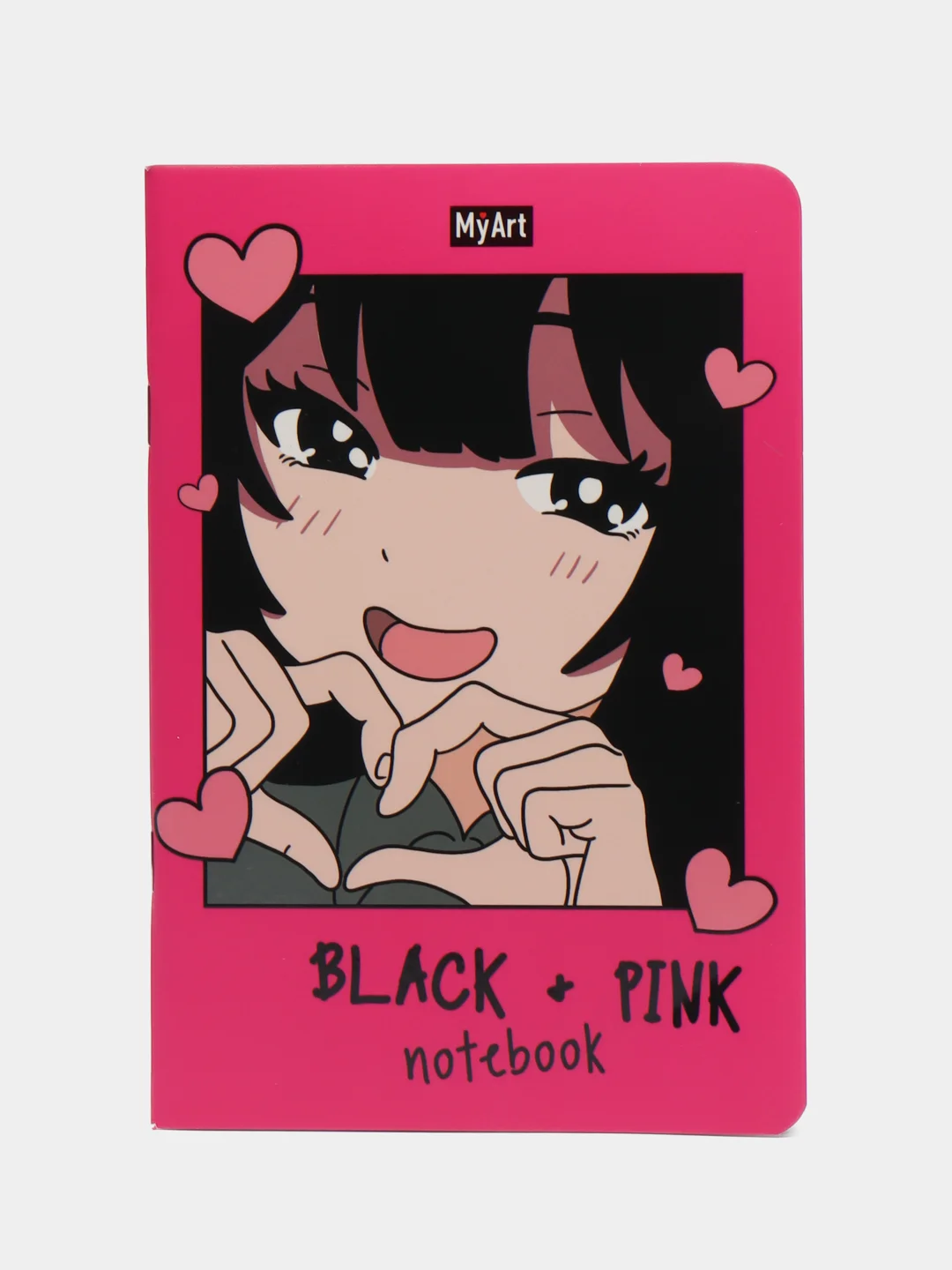 Фуксия блокноты в линию/в клетку А5 40 листов Black & Pink/I love pink/Аниме монохром. Проф-Пресс