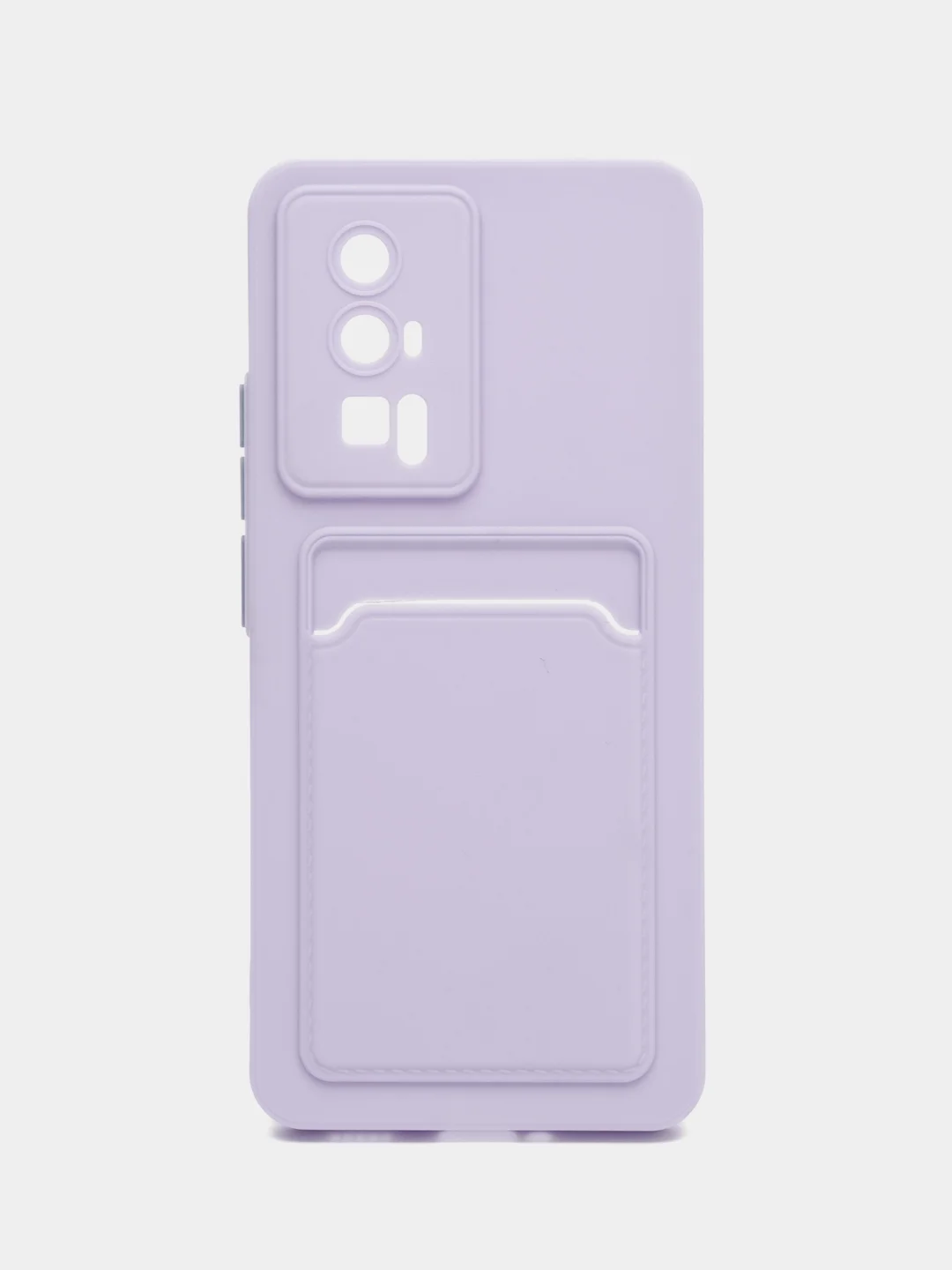 Сиреневый чехол для Xiaomi POCO F5 Pro (Поко Ф5 Про), с карманом для карт, прозрачный