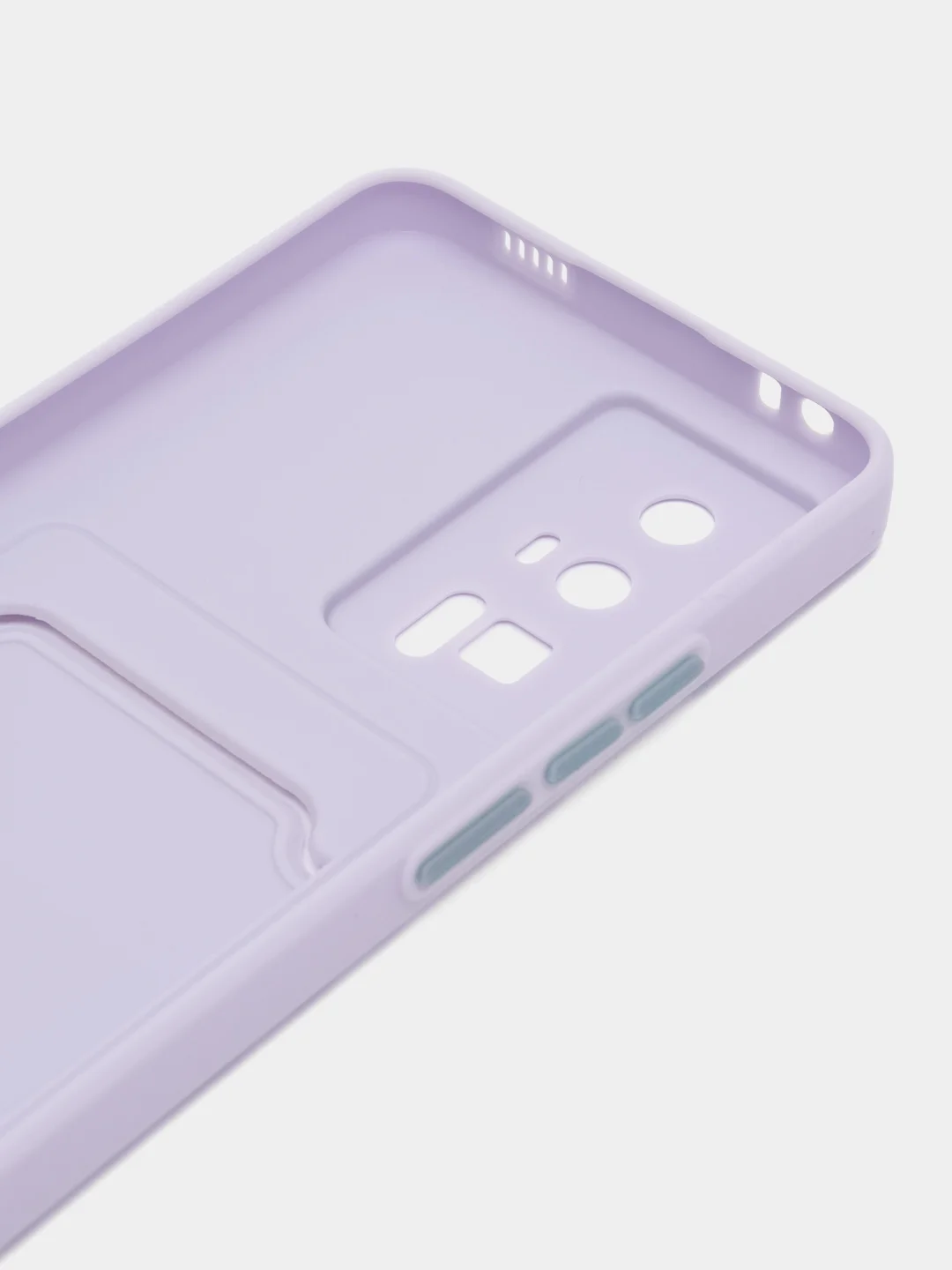 Сиреневый чехол для Xiaomi POCO F5 Pro (Поко Ф5 Про), с карманом для карт, прозрачный