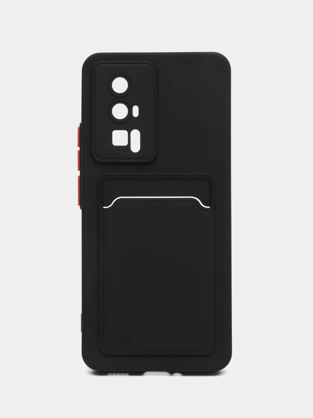 Черный чехол для Xiaomi POCO F5 Pro (Поко Ф5 Про), с карманом для карт, прозрачный