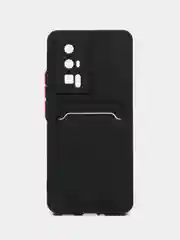 Черный чехол для Xiaomi POCO F5 Pro (Поко Ф5 Про), с карманом для карт, прозрачный