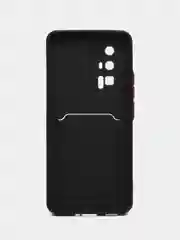 Черный чехол для Xiaomi POCO F5 Pro (Поко Ф5 Про), с карманом для карт, прозрачный