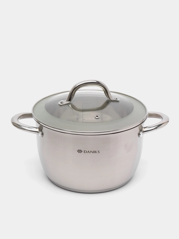 Кастрюля нержавейка, 5 л, с крышкой, Daniks Перл, GS-01205-22