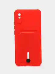 Красный чехол для Xiaomi Redmi 9A, Сяоми Редми 9А, с карманом для карт