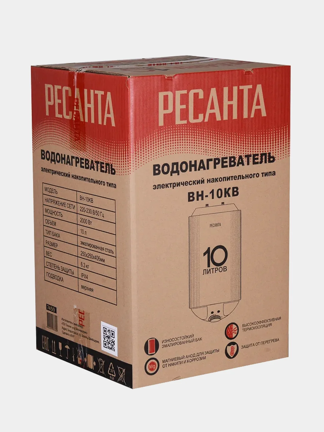 Водонагреватель накопительный круглый ВН-10КВ Ресанта