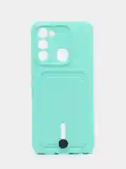 Бирюзовый чехол Tecno Spark 8C Spark Go 2022, Техно Спарк 8С Го, с карманом для карт