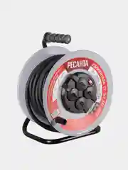 Удлинитель силовой на металлической катушке (с выкл., 4 розетки, IP44) Ресанта