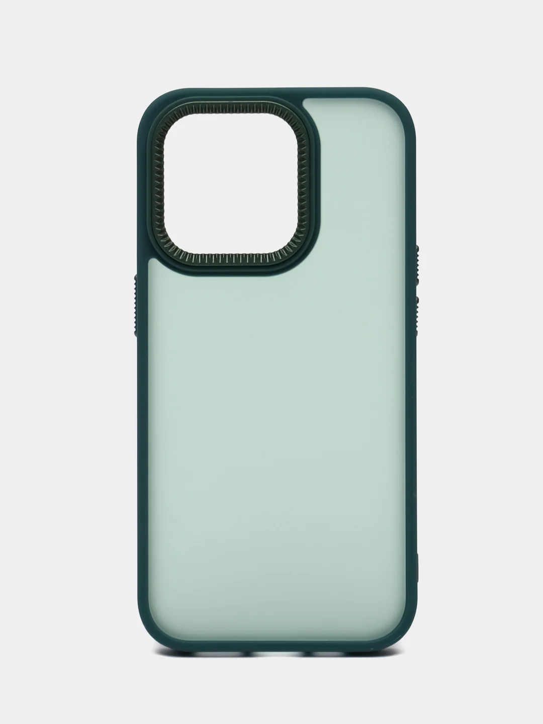 Зеленый чехол матовый на iPhone 11, 14, 14 Pro, 14 Pro Max, 15 Pro, полупрозрачный, с глянцевой рамкой
