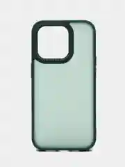 Зеленый чехол матовый на iPhone 11, 14, 14 Pro, 14 Pro Max, 15 Pro, полупрозрачный, с глянцевой рамкой