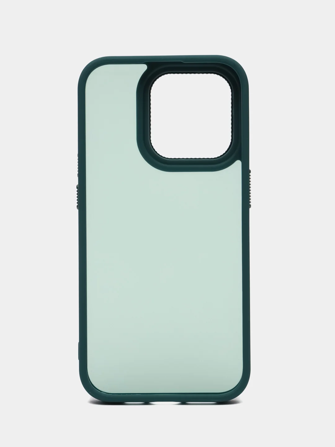 Зеленый чехол матовый на iPhone 11, 14, 14 Pro, 14 Pro Max, 15 Pro, полупрозрачный, с глянцевой рамкой