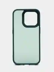 Зеленый чехол матовый на iPhone 11, 14, 14 Pro, 14 Pro Max, 15 Pro, полупрозрачный, с глянцевой рамкой