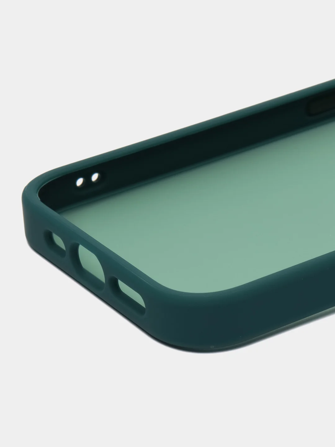 Зеленый чехол матовый на iPhone 11, 14, 14 Pro, 14 Pro Max, 15 Pro, полупрозрачный, с глянцевой рамкой