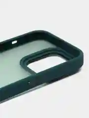 Зеленый чехол матовый на iPhone 11, 14, 14 Pro, 14 Pro Max, 15 Pro, полупрозрачный, с глянцевой рамкой