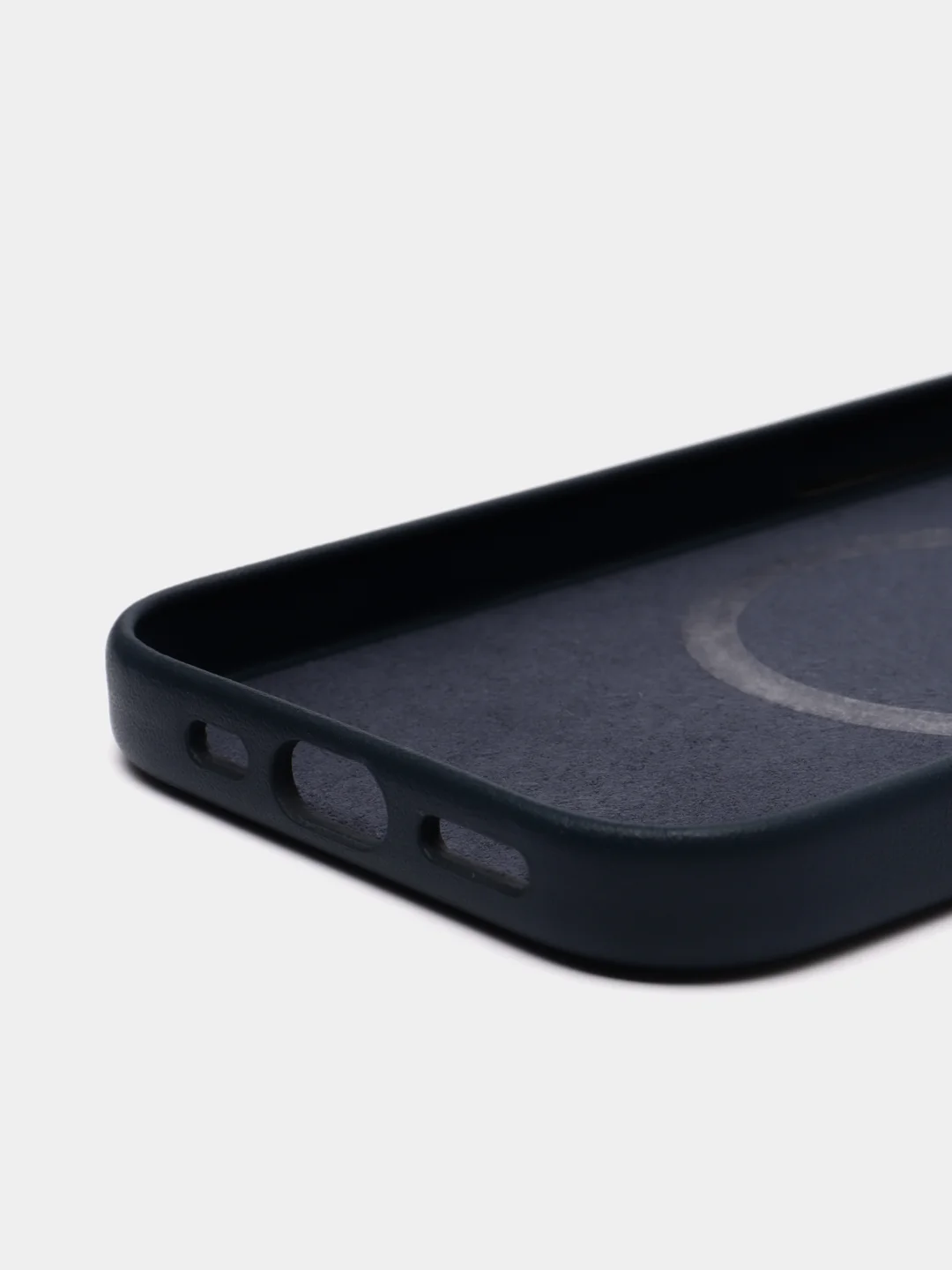 Синий чехол MagSafe для iPhone 15 Pro Max Plus кожаный ROSCO из экокожи с защитой камер магнитом